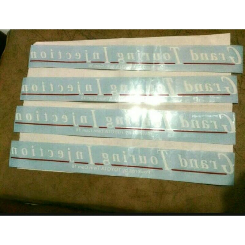 STIKER KACA BELAKANG Grand Touring Injection Toyota Corolla Twincam GTi KW 1 1990 - 1992