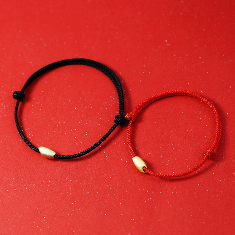 [Ready Stock] Gelang Tali Merah Couple Emas Manik Keberuntungan