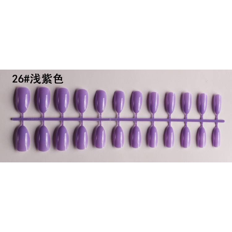 Lovefashion [COD] 24pcs Kuku Palsu False Nail Art Glossy Nude Almond Drop Shape Press On Fake Fingernail Stilleto