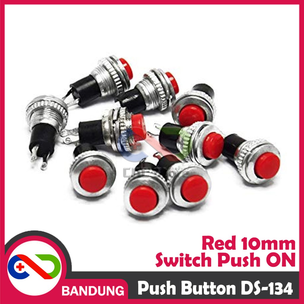 PUSH BUTTON DS-134 10MM RESET SWITCH RED MERAH