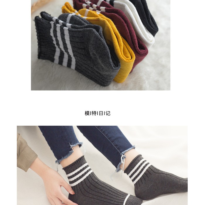 KK-05 kaos kaki mata kaki korea jepang strip tebal import ankle socks