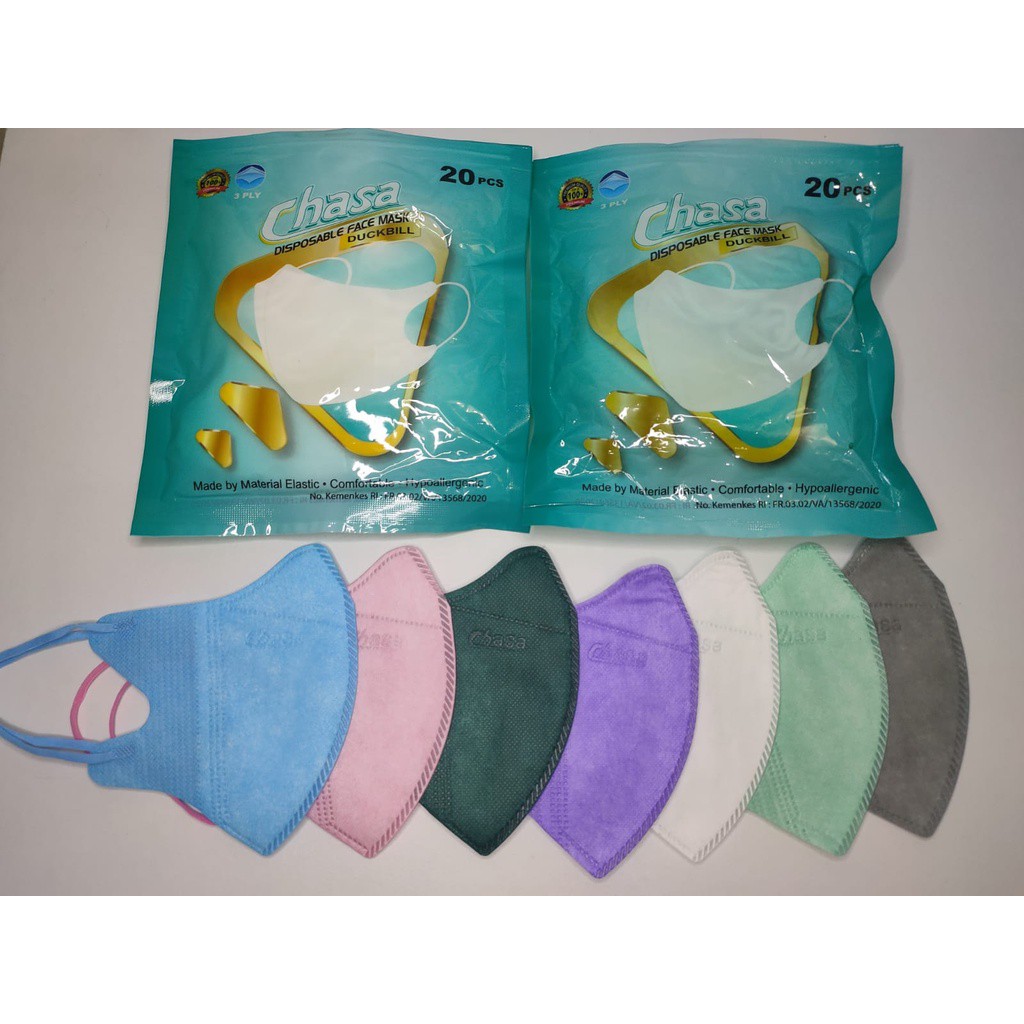 MASKER DUCKBILL CHASA GARIS EMBOS 3PLY MEDICAL GRADE MIRIP SENSI 20 PCS