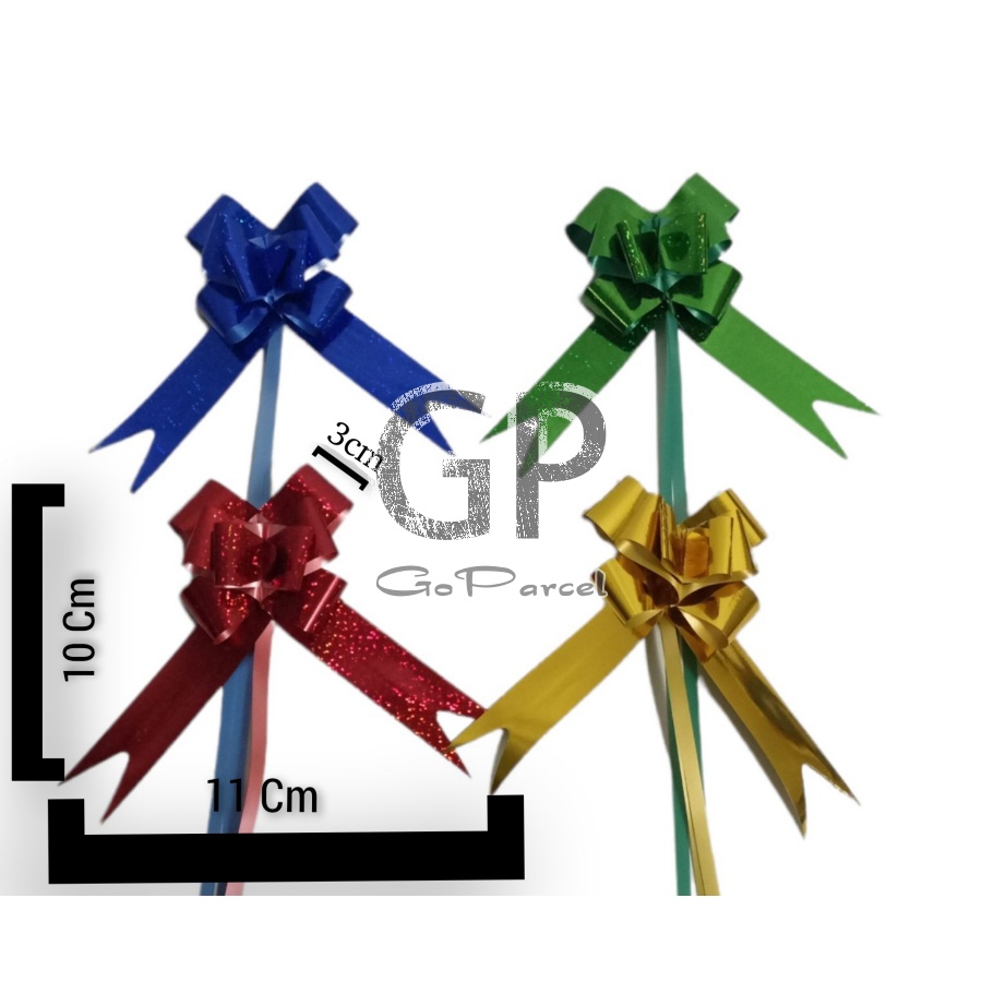 ( Ecer ) PULL BOW RIBBON METALLIC 43 CM - PITA TARIK / PITA KADO / PITA SERUT GLITTER METALIK HIASAN KADO DEKORASI PARCEL PARSEL HAMPERS SOUVENIR