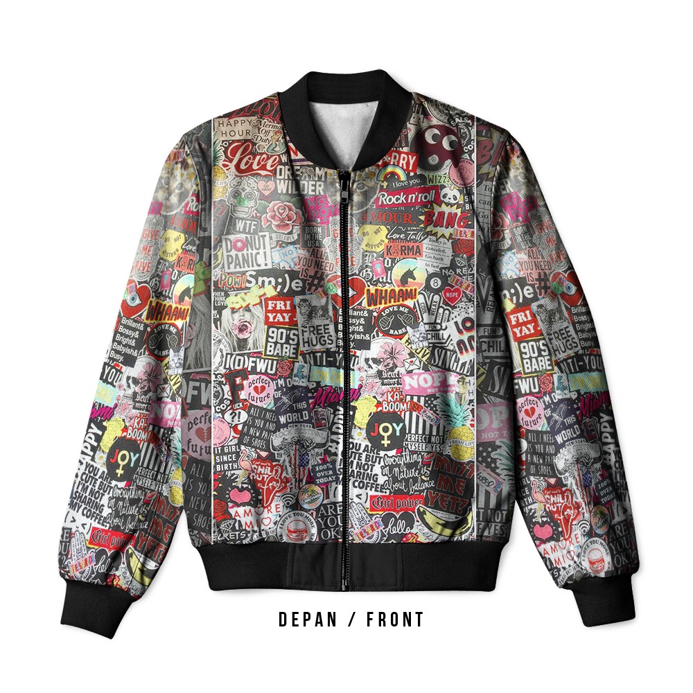 Jaket Bomber Pria Wanita Old School 01 Fullprint Termurah