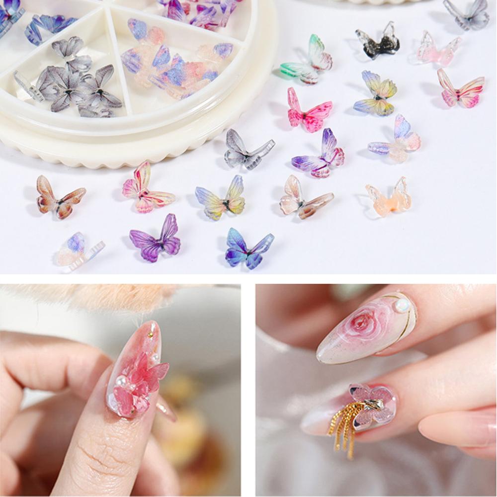 Mxbeauty 3D Kupu-Kupu Nail Art Dekorasi Indah Musim Semi Manicure Tips Warna-Warni DIY Perhiasan Kuku Berlian Imitasi