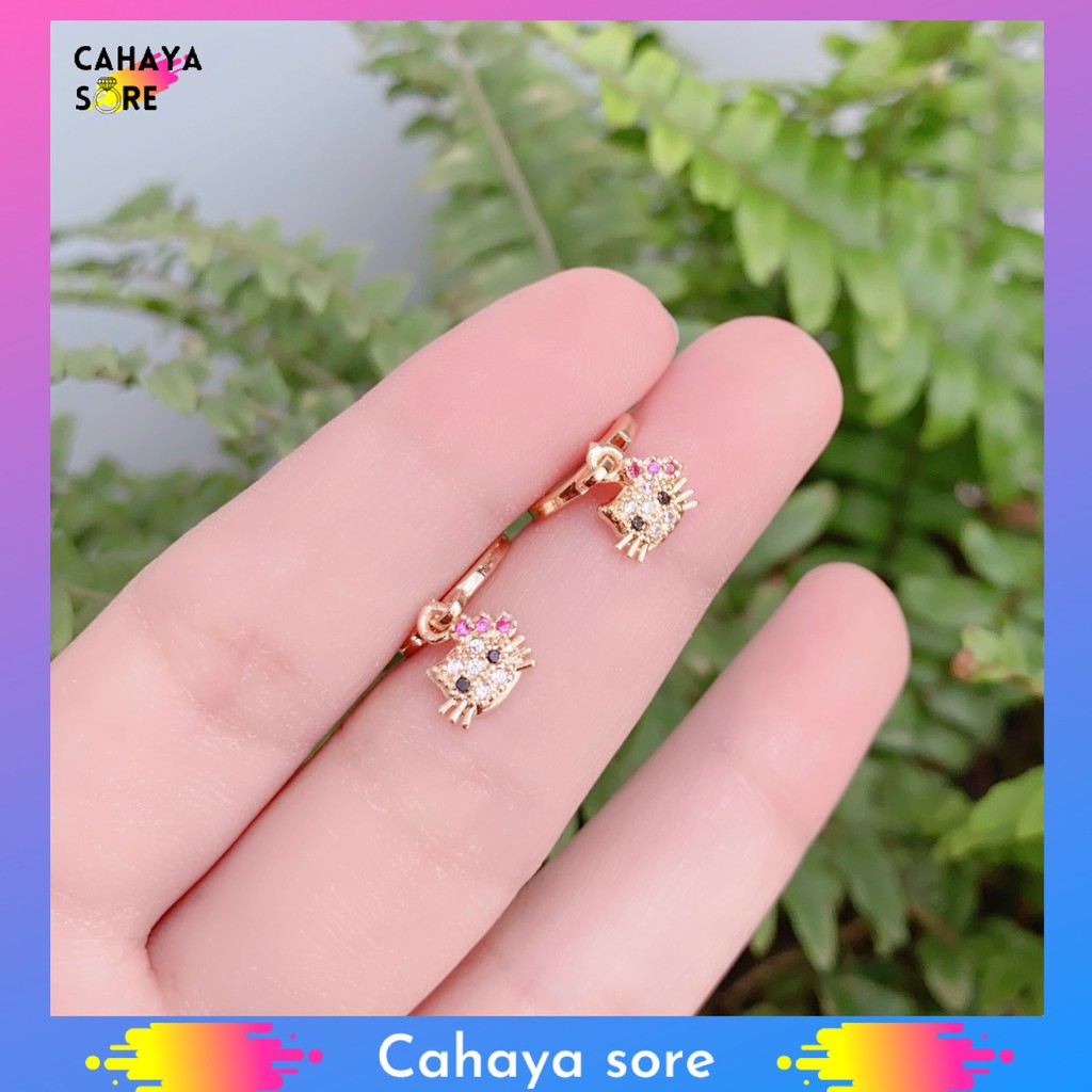 Anting Xuping Gold Anting Anak Model Clip Permata Kucing Lucu AA01