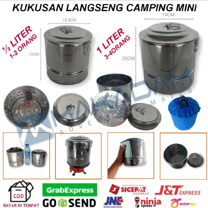 Cooker Langseng Kukusan Nasi Mini Nesting Cooking Set Stainless Steel Camping