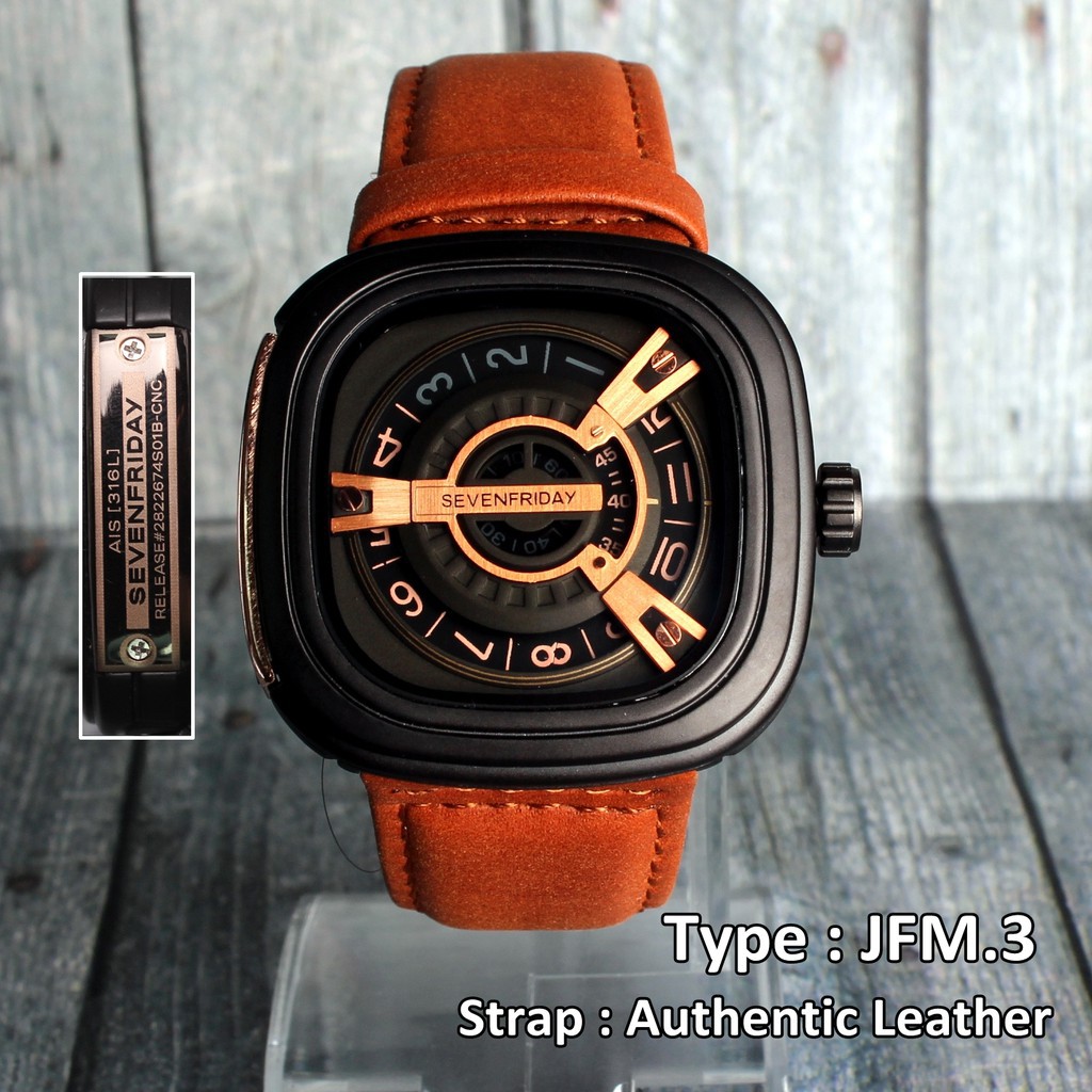 PALING LAKU  Jam tangan SevenFriday M1-03 Kulit ASLI Authentic Leather original coklat muda