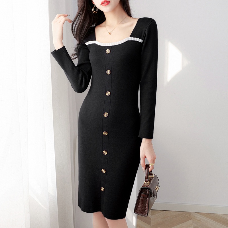 【Elegant】Evening Ladies Bodycon  Bandage Long Sleeves knit Dresses 7375