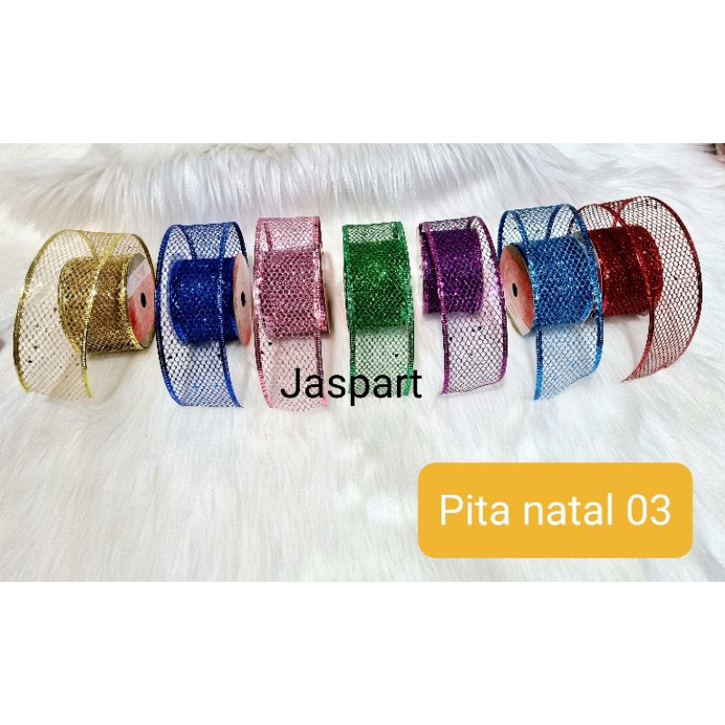 

PITA GLITTER NATAL PINGGIR KAWAT PARCEL PITA CHRISTMAS PITA HIASAN CANTIK LEBAR 5 6,5 CM PITA03