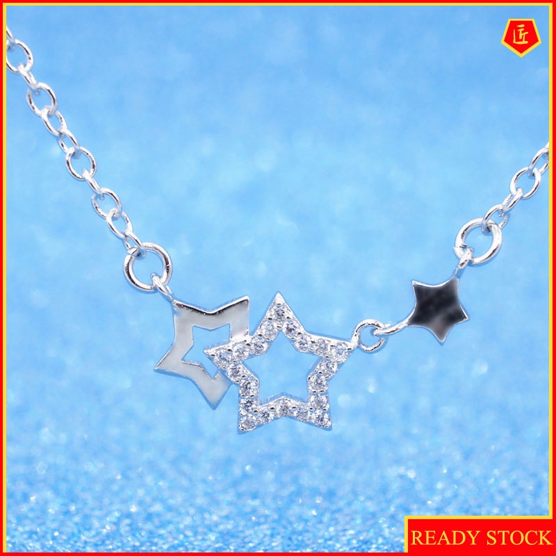 [Ready Stock]Five-Pointed Star Diamond-Studded Necklace Female Korean Simple and Sweet