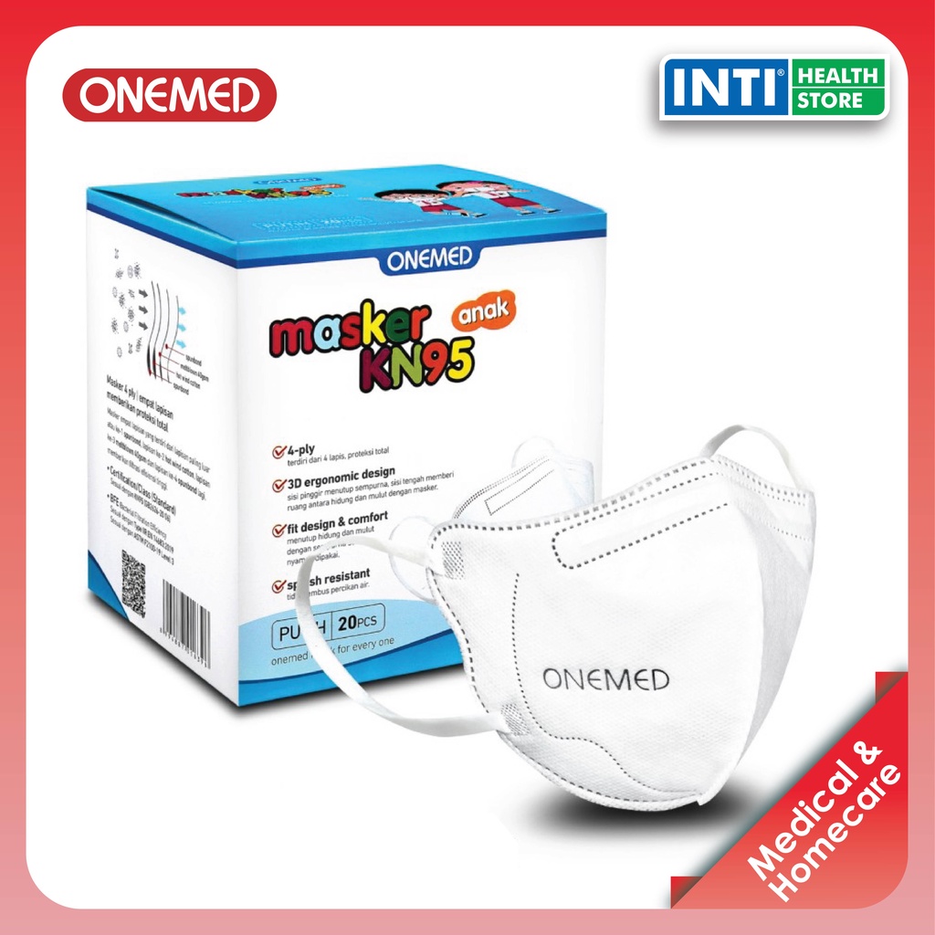 Onemed | Masker Earloop Medis KN95 Anak 4 Ply| Masker KN95 Anak Isi 20