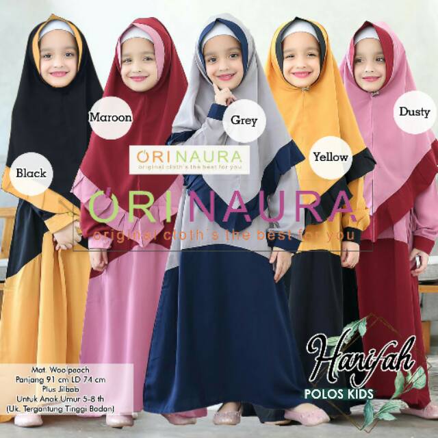Gamis Syari HANIFAH polos kids ORINAURA