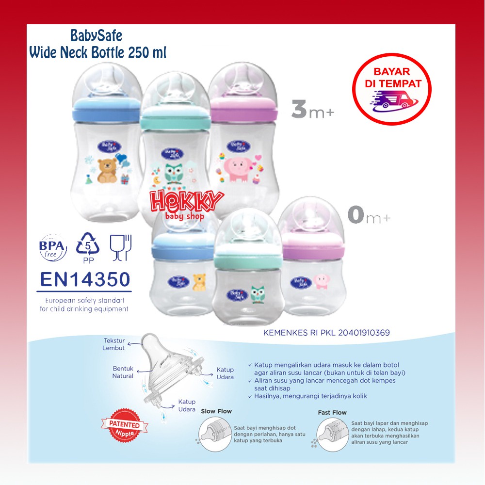 Baby Safe Wide Neck Bottle 125ml 250ml Botol Susu Anak Bayi