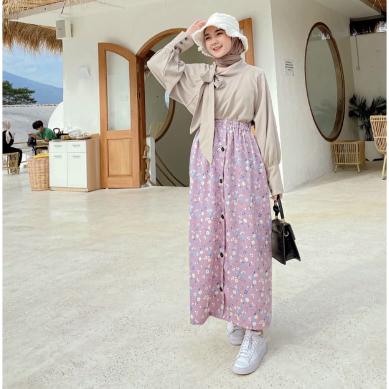 Skirt Panjang Motiv Korea || Rok Panjang Dewasa Motiv