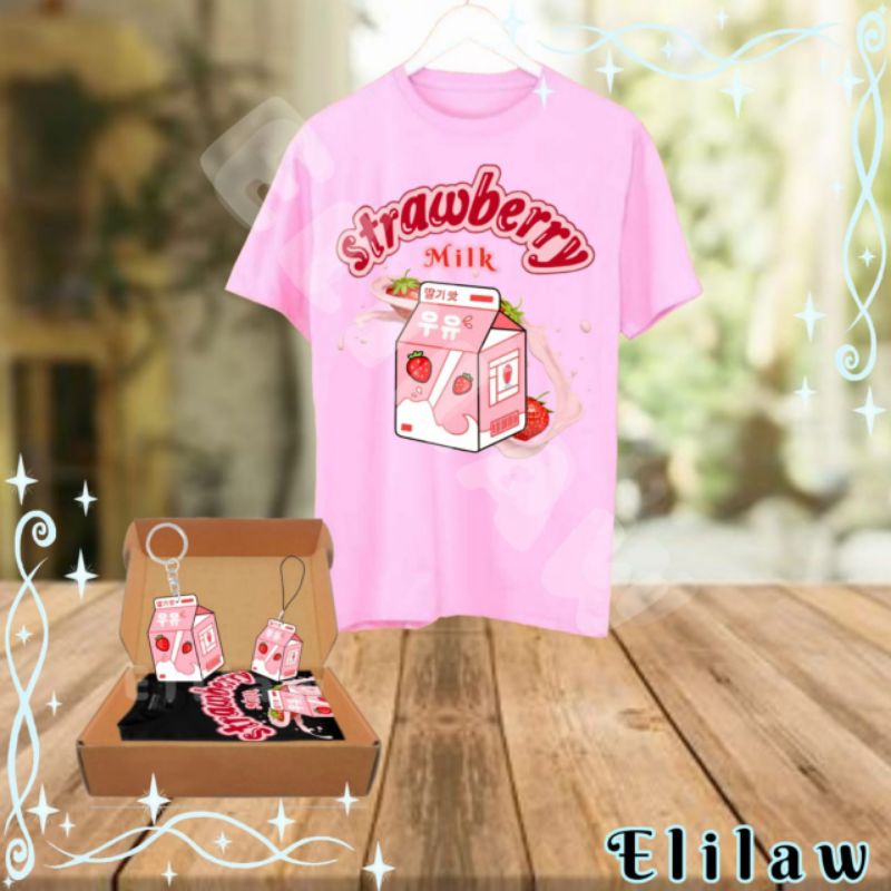 Korean Strawberry Milk T-Shirt ~ Kaos Ala Korea & Japan Style, Korean TShirt