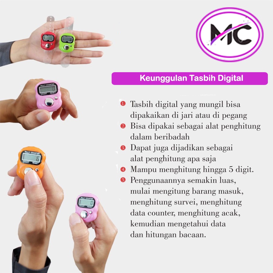 Tasbih Digital LED Alat Hitung Tasbeh Elektrik Jari Finger Counter Tally Ibadah Zikir Mini Import Murah Praktis Mudah Digunakan