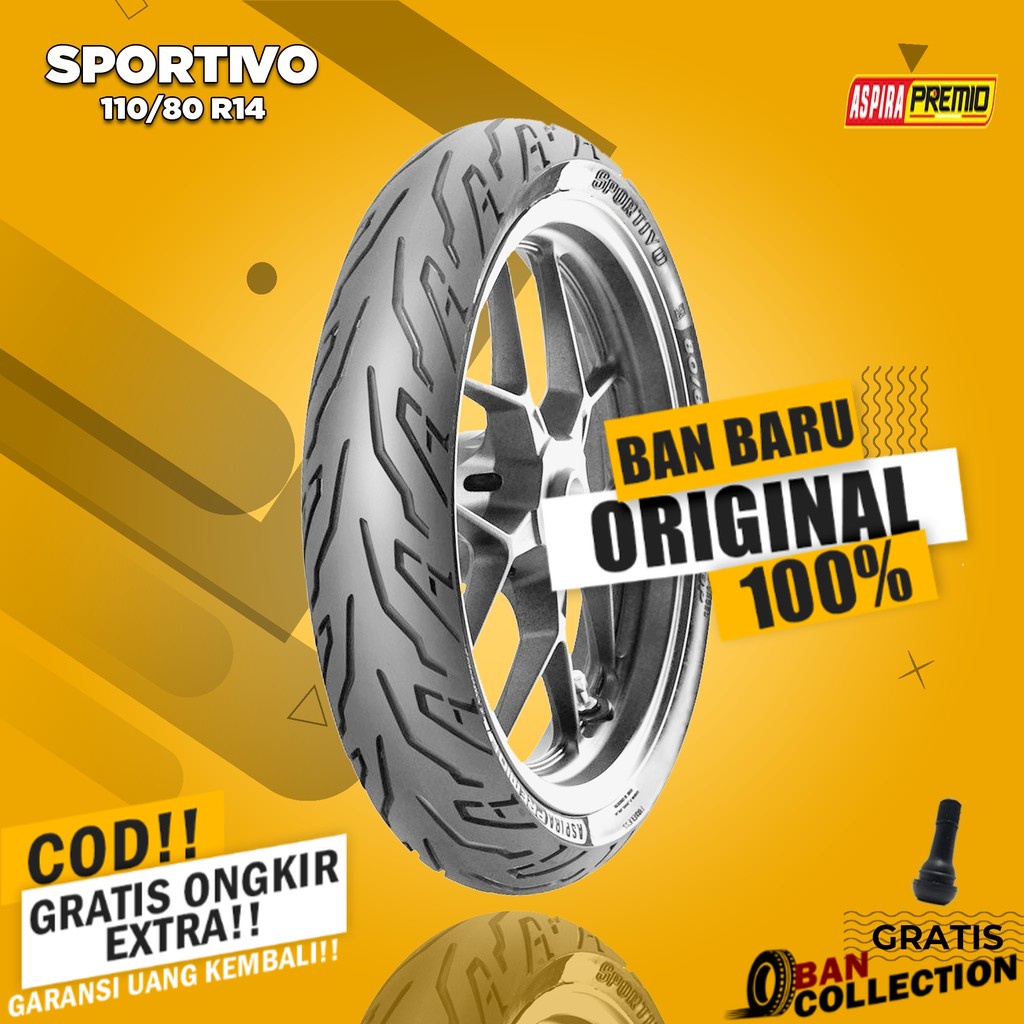 ASPIRA PREMIO SPORTIVO 110/80 Ring 14 Tubeless // Ban Depan Motor YAMAHA AEROX ban motor matic tuble