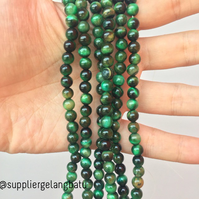 supplier akik tiger eye hijau 8mm natural bongkah gelang kalung batu