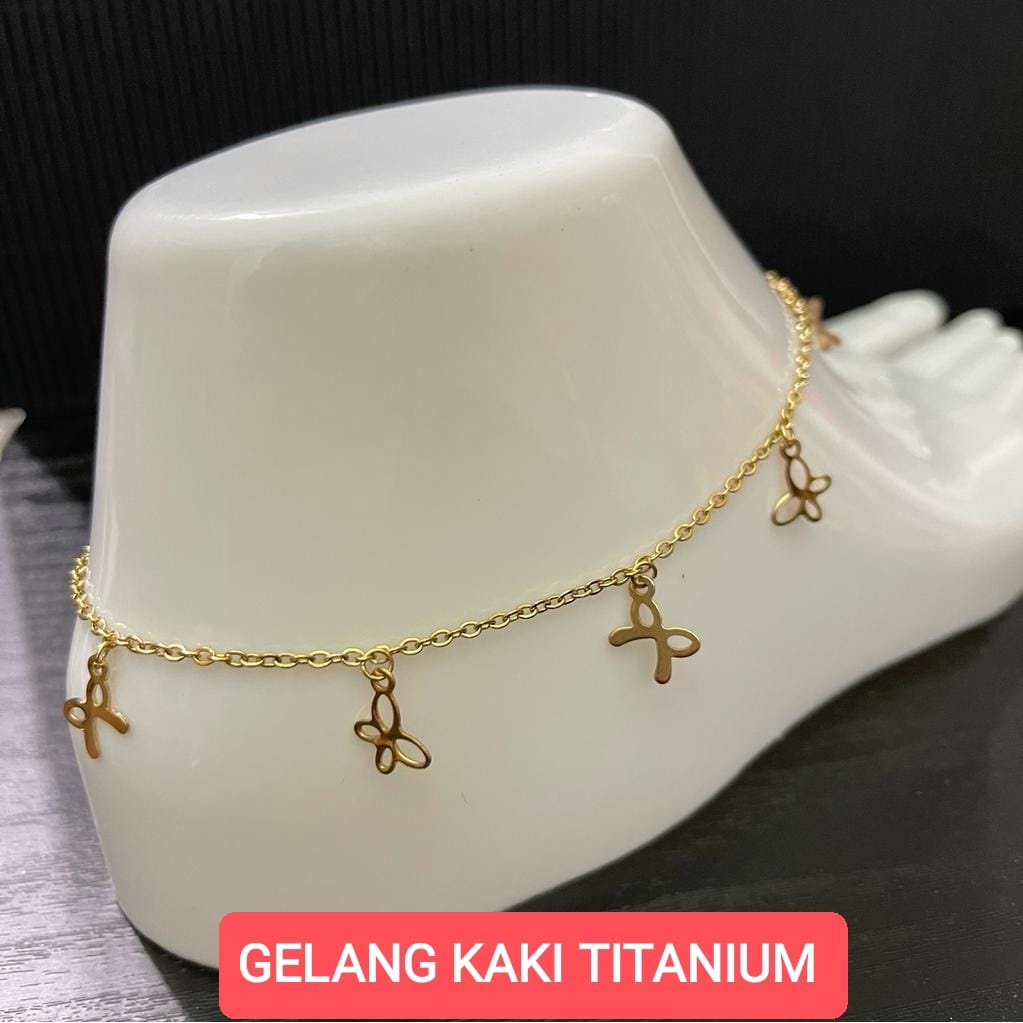 GELANG KAKI TITANIUM WANITA SILVER/EMAS TERLARIS DAN TERMURAH