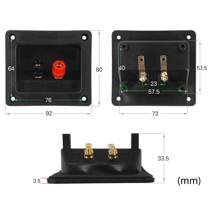 Btsg Terminal Binding Post 2 Tiang Warna Hitam Untuk Speaker DIY