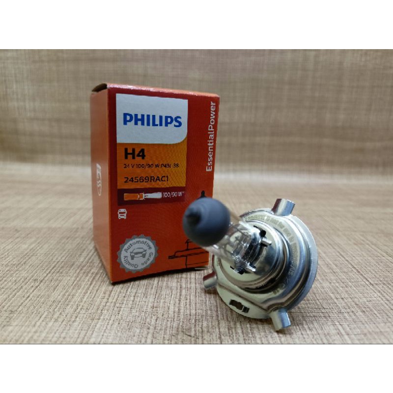 Lampu bohlam dop Phillips H4 24v 75/70w dan 24v 100/90w Asli Standart Mobil