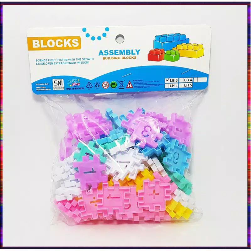 LB 3 - Mainan anak edukatif Kreatif Block assembly Number Building Bloks LB3