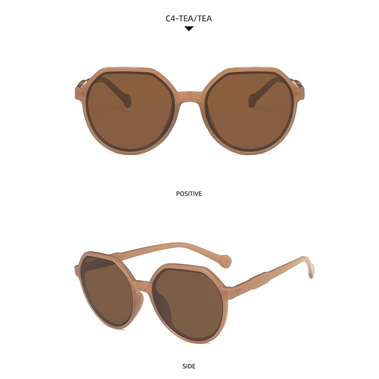 2021 new fashion retro small frame milk tea color sunglasses ins street shooting