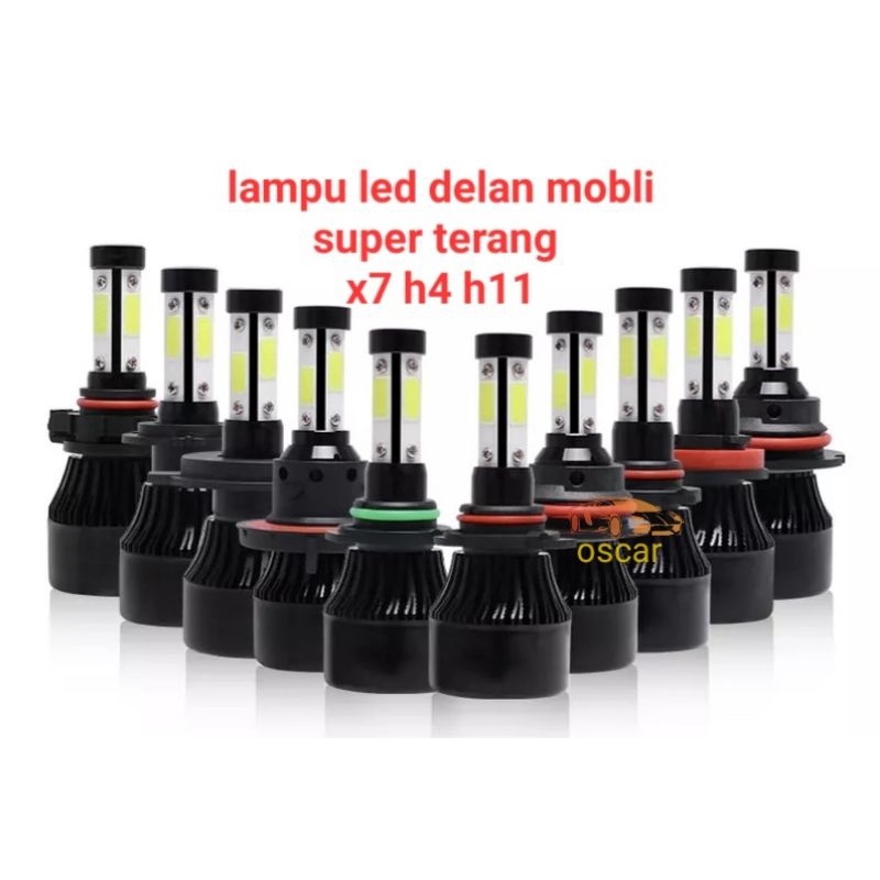 2PCS Lampu LED Depan Mobil X7 H4 H11 Lampu Utama Mobil Super Terang