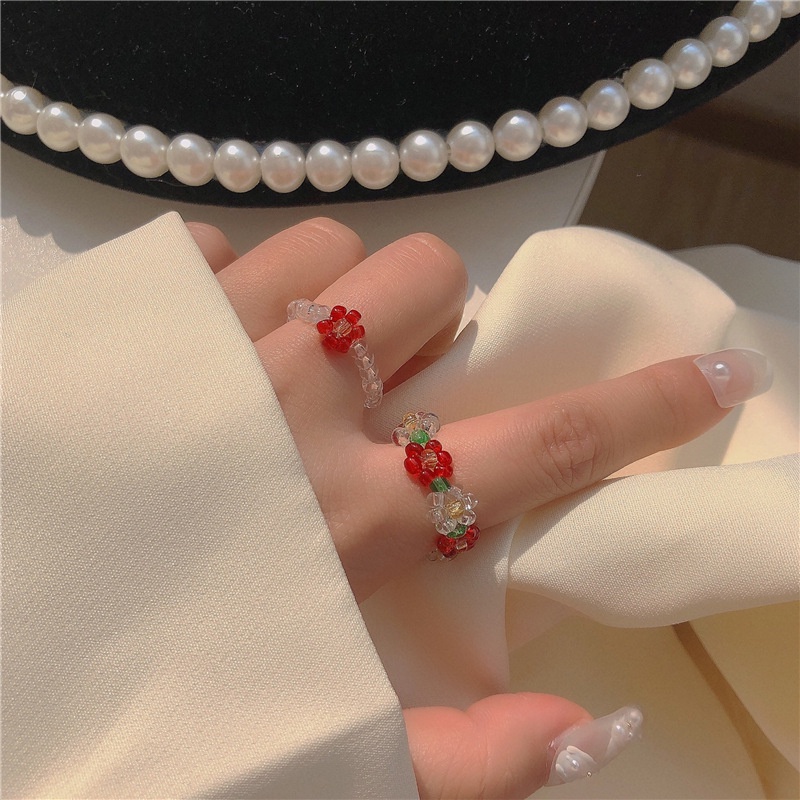 Transparent Beads Rings Elastic Korean Style Simple Cute Ring for Women Jewelry Fashion Accessories