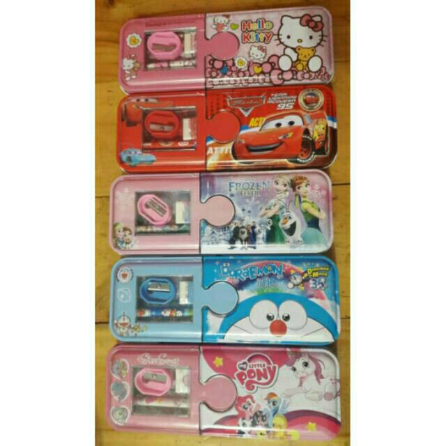 Kotak Pensil Set Alat Tulis Karakter Hello kitty Frozen Doraemon