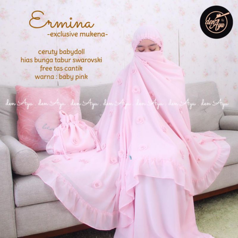 ERMINA EXCLUSIVE MUKENA DEWASA matt Cerutty Babydoll ORI by Den Ayu