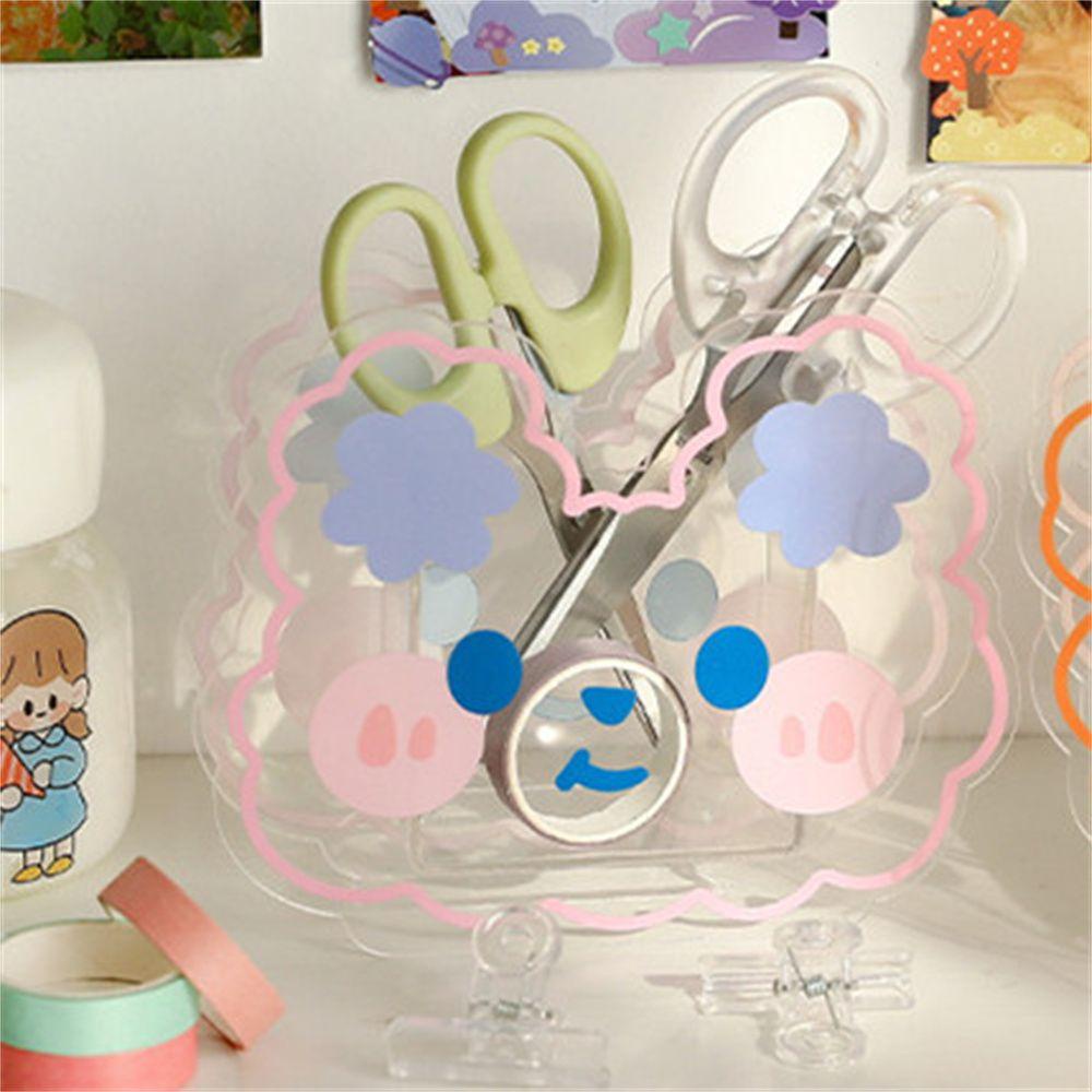 Lanfy Tempat Pulpen Akrilik Aksesoris Meja Kantor Beruang Kelinci Transparan Kartun Alat Tulis Kosmetik Kotak Penyimpanan