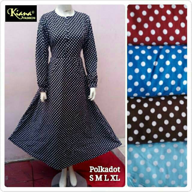 Gamis Katun Jepang Polkadot
