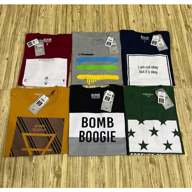 Kaos Boombogie Premium terlaris size M L XL MOTIF RANDOM ACAK / Kaos  BOOMBOGIE NEW Motif RANDOM ACAK / kaos distro bandung pria / Kaos pria / Kaos distro Bomboogie / kaos pria Bomboogie / kaos branded matahari terbaru / kaos / baju pria