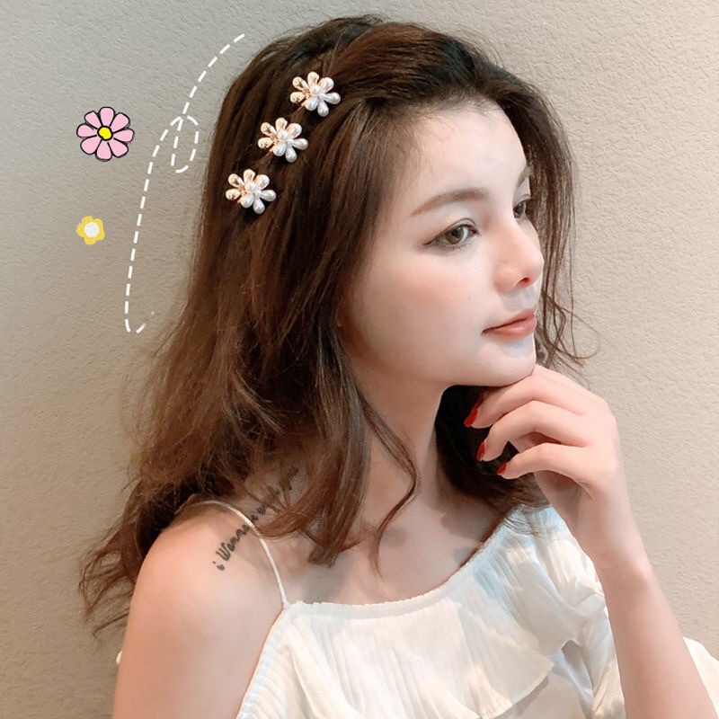 Korea Elegan Temperamen Mutiara Kecil Kecil Ambil Klip Ponytail Klip Camellia Kelopak Rambut Klip