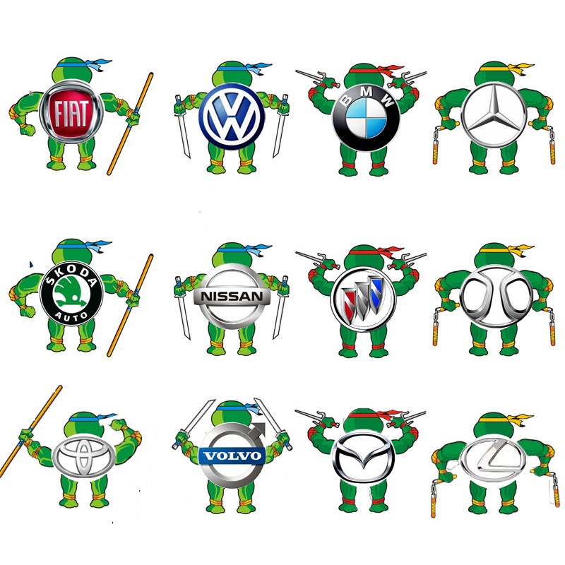 Stiker Mobil Ninja Turtles logo Mobil Stiker Hias Kepribadian Kreatif Lucu Stiker logo Mobil Stiker Hias Eksterior Mobil