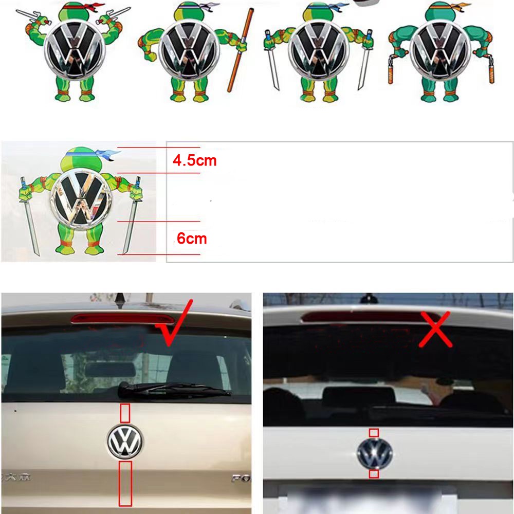 Stiker Mobil Ninja Turtles logo Mobil Stiker Hias Kepribadian Kreatif Lucu Stiker logo Mobil Stiker Hias Eksterior Mobil