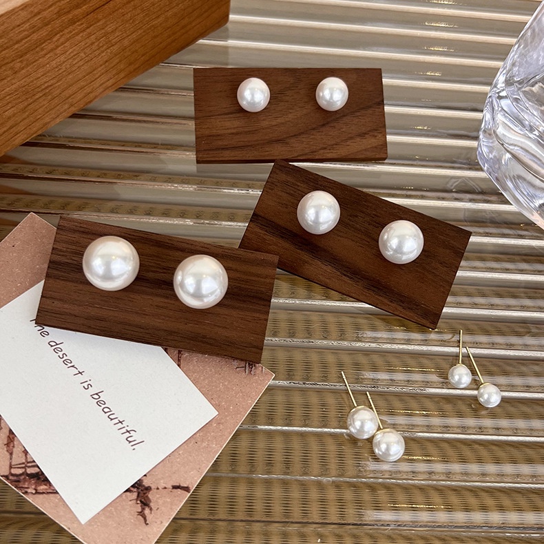 HIGH GRADE RETRO ROUND PEARL EARRINGS SIMPLE BASIC ANTING MUTIARA BULAT PUTIH PREMIUM KOREA KOREAN EARRING