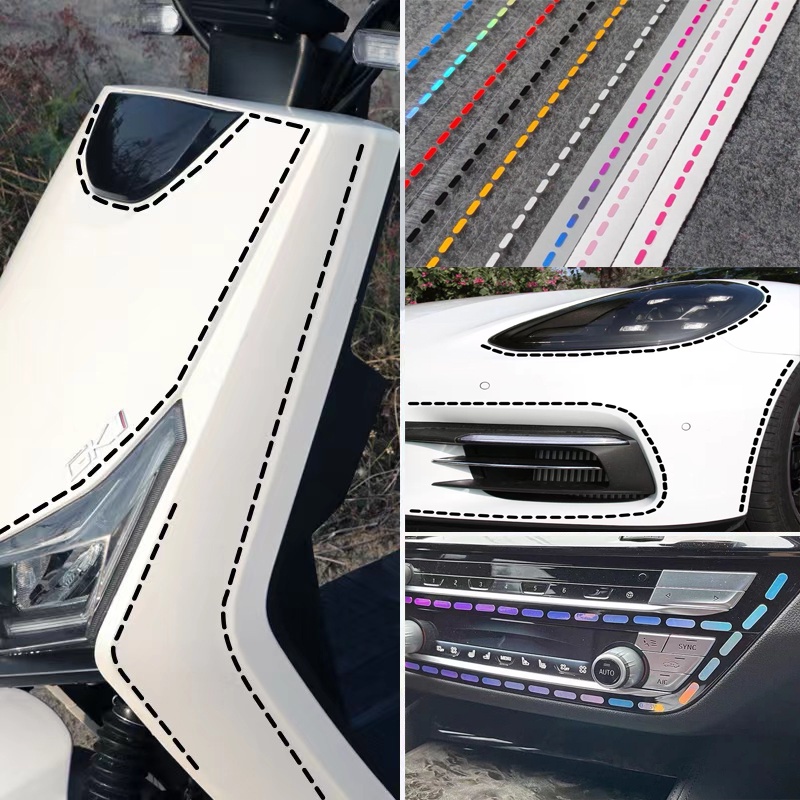 10pcs 5meter dotted line Dekoratif Reflektif Stiker Untuk Mobil Motor Tahan Air Tubuh decals Stiker Mobil