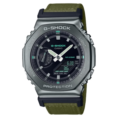 G-Shock Fashion Sports Trend Jepang Men's Waterproof dan Shockproof Boyfriend Watch GM-2100C-5A-2100 Series Woven Band