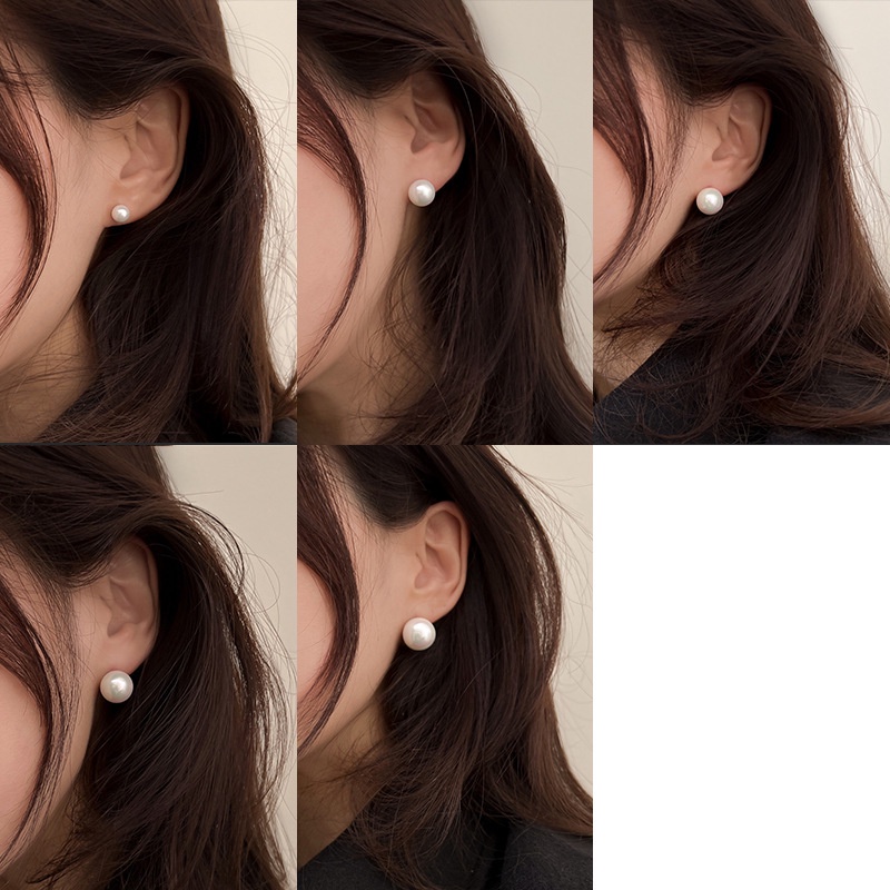 HIGH GRADE RETRO ROUND PEARL EARRINGS SIMPLE BASIC ANTING MUTIARA BULAT PUTIH PREMIUM KOREA KOREAN EARRING