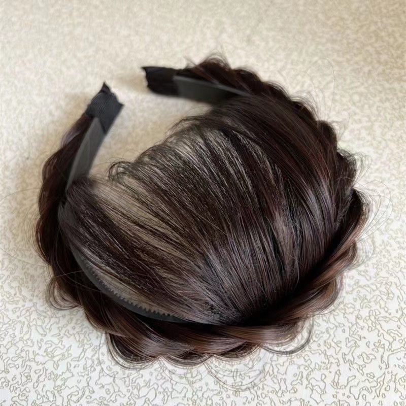 MAANGE Rambut Poni Palsu Extension Model Kepang Ganda Tahan Panas Untuk Rambut Poni Palsu Wanita 1286