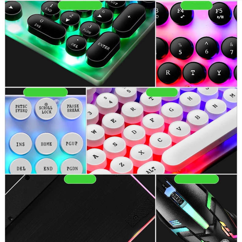 Li Magnesium Keyboard Dan Mouse Set Keyboard USB Baru USB Mouse Internet Cafe Luminous Game Kit Keyboard Backlight Warna-Warni