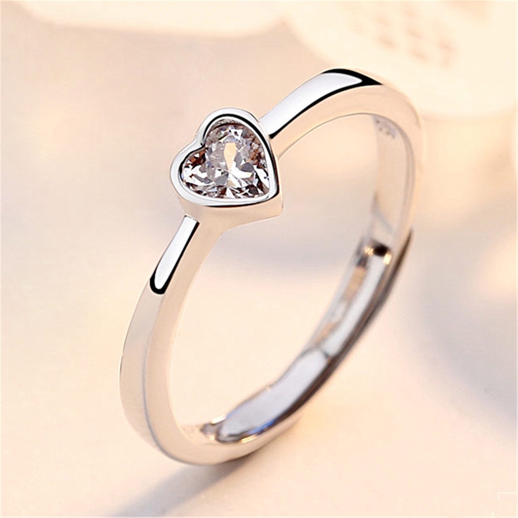 2pcs / Set Cincin Zircon Bentuk Hati Desain Forever Endless Love Untuk Pria Dan Wanita