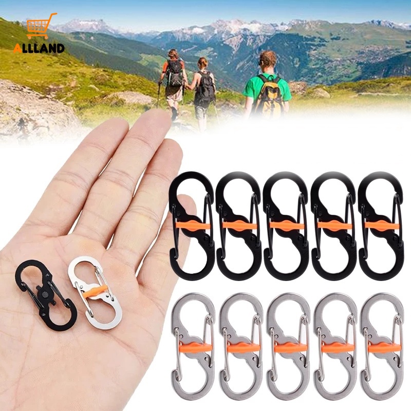 Carabiner Tipe S Camping Outdoor Dengan Kunci/Kait Gantungan Kunci Mini Anti Maling/Alat Key-Lock Gesper Ransel Portabel