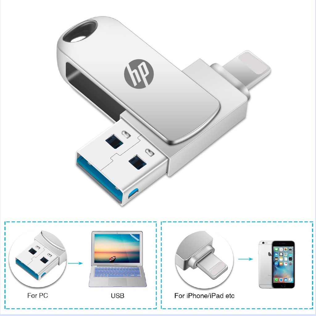 Flashdisk HP OTG 2in1 USB 3.0 Flash Drive Untuk Iphone Pen Drive Untuk i/O/S Laptop 16GB 512GB 1TB