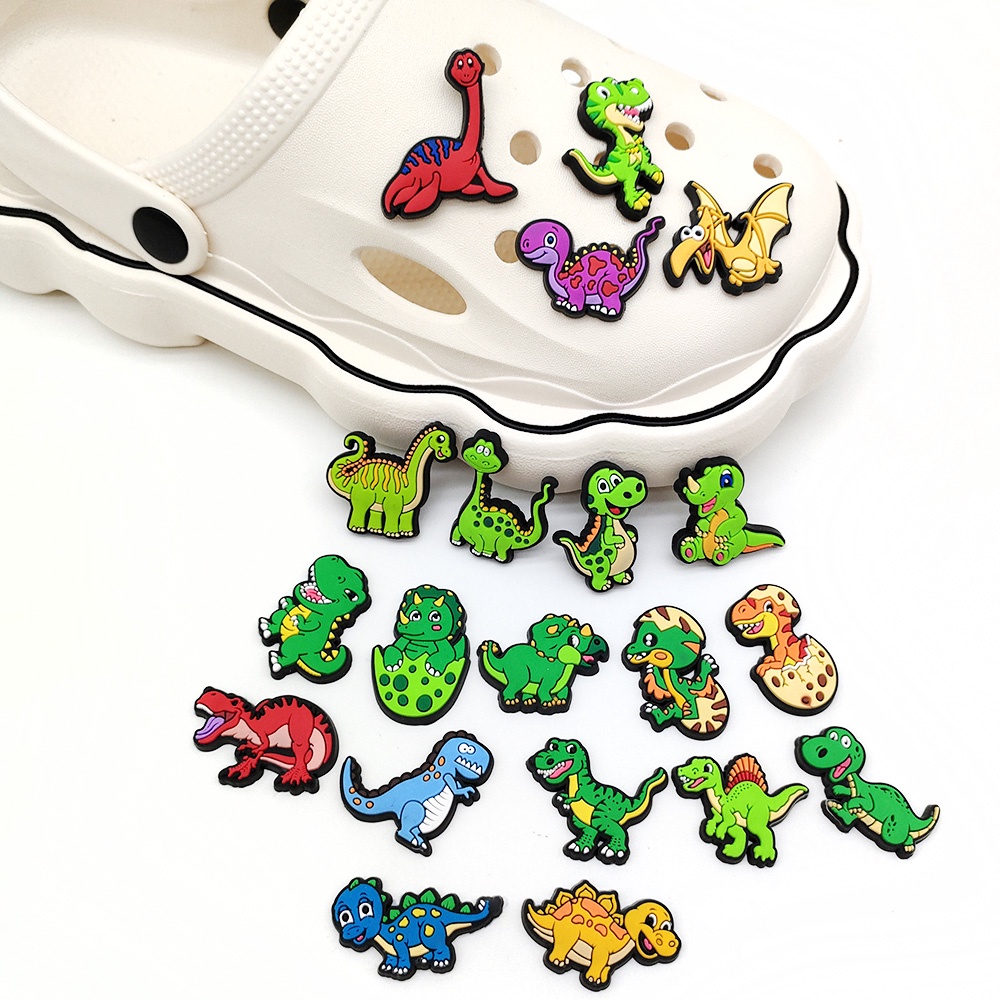 Pesona Sepatu Dinosaurus Dekorasi crocs jibbitz, Pin PVC Dekorasi Untuk Sepatu Gelang Bertema Dinosaurus Nikmat Pesta