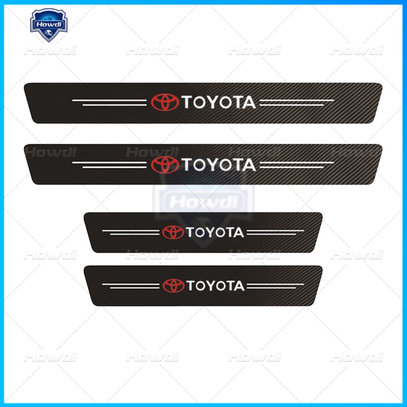 [4pc/Set] Strip Kusen Pijakan Samping Pintu Mobil Serat Karbon Kulit Anti Gores Pelindung Stiker Fiber Untuk Toyota