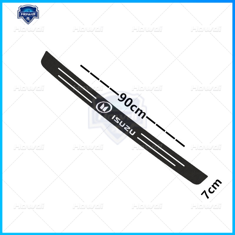 [4pc/Set] Pintu Mobil Side Step Sill Strip Serat Karbon Kulit Anti Gores Pelindung Stiker Fiber Untuk Isuzu